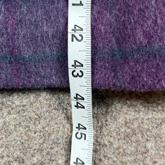 Vintage Alorna Purple Grey Plaid Long Wool Coat Women’s L/XL Union Made in USA - Picture 10 of 11
